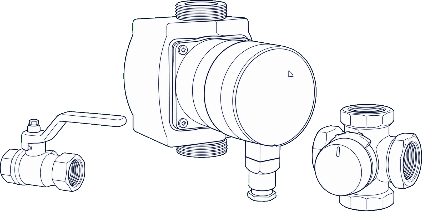 Outline drawings of HIDROTERM heating and valve products